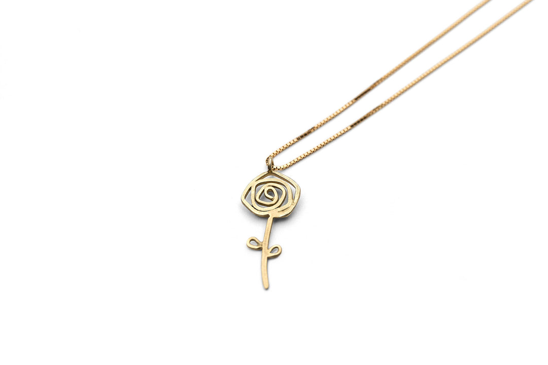 Tiny Rose Pendant Necklace, Small Gold Flower Necklace, 14k Solid Gold Minimalist Necklace, Bat Mitzvah Gift, Short Necklace For Her