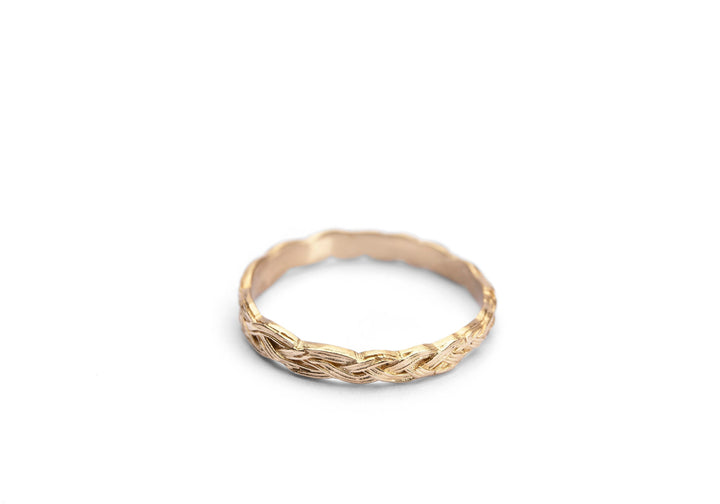 14K Yellow Gold Braid Rings, Delicate Braided Wedding Band, Woven Wedding Band, Bridal Rings, Beautiful Gold Wedding Rings, Handmade Jewelry